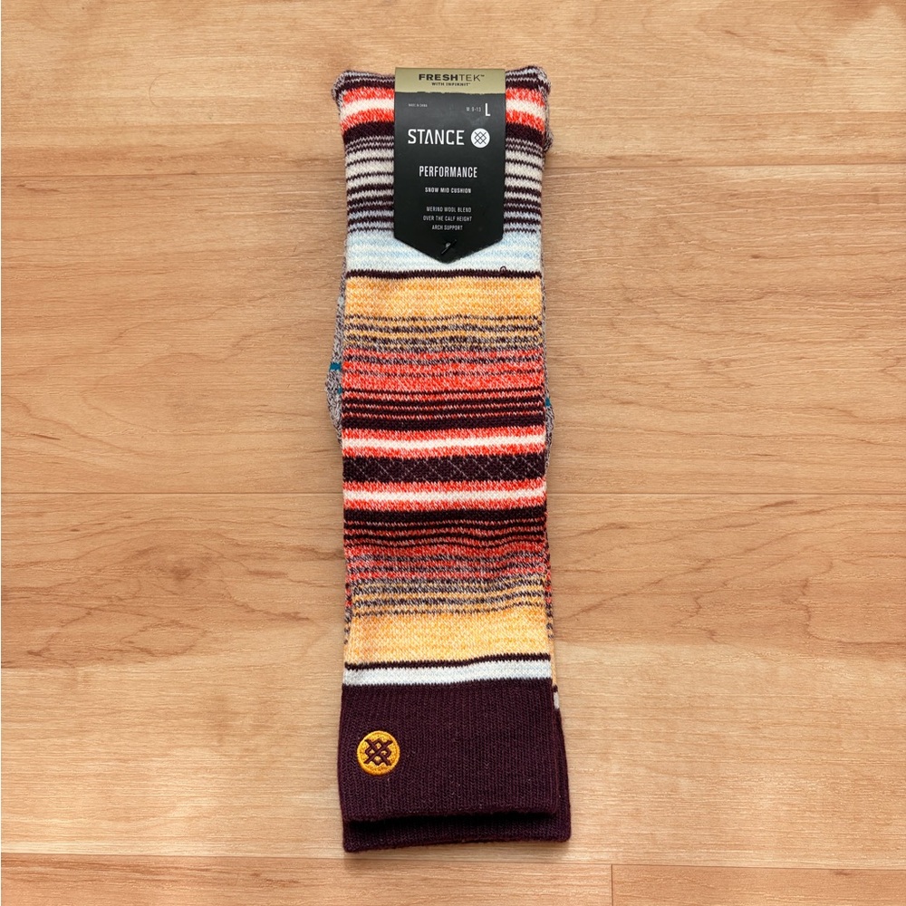 Stance Men's Burgundy and Yellow Striped Snow Socks